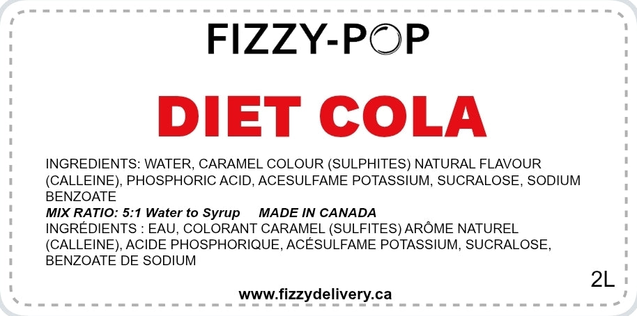 Diet Cola Syrup (No Aspartame) Fizzy-Pop 12L BIB
