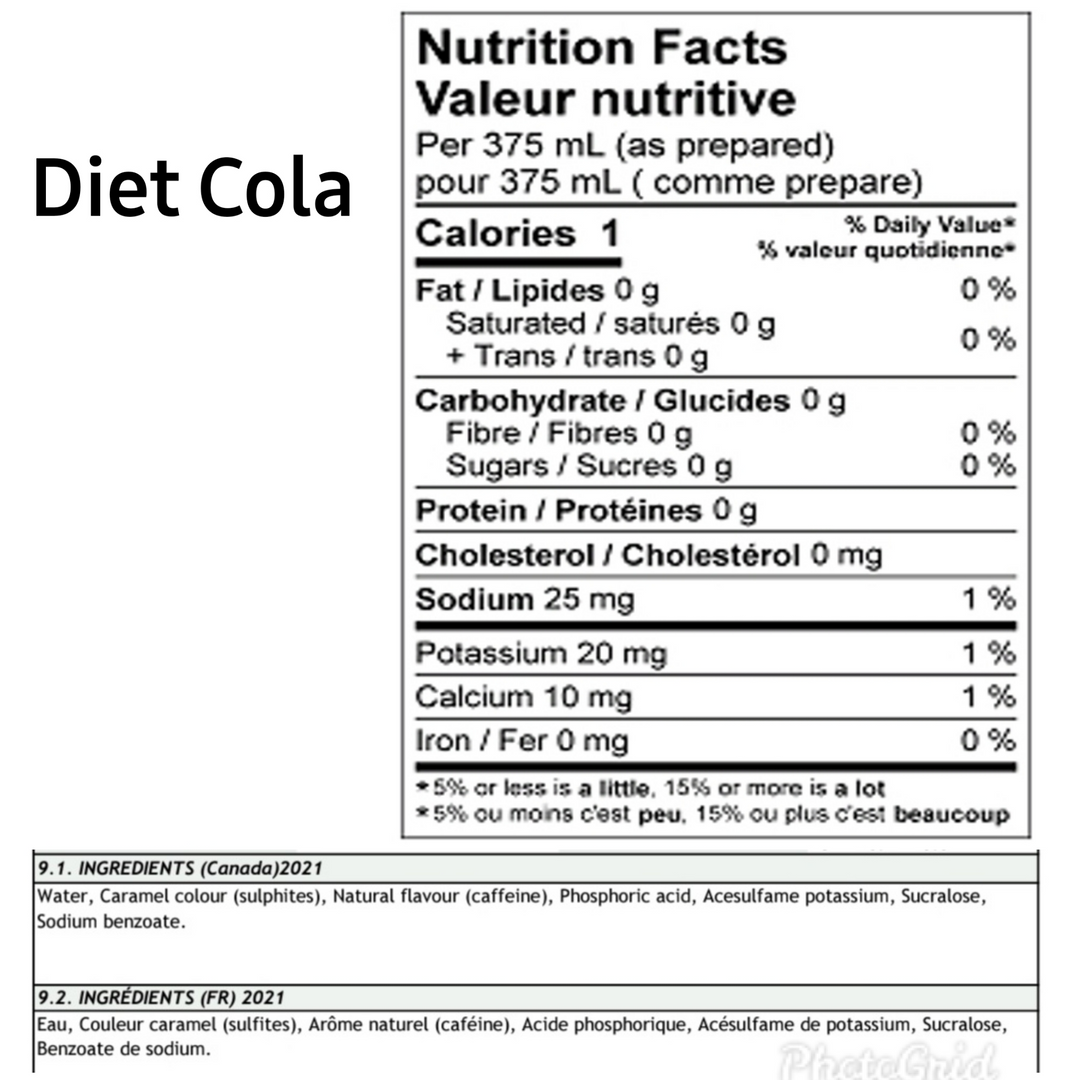 Diet Cola Syrup (No Aspartame) Fizzy-Pop 12L BIB