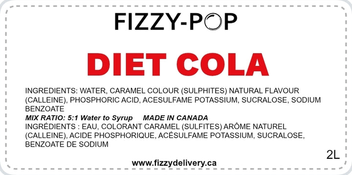 Diet Cola Syrup (No Aspartame) Fizzy-Pop 12L BIB